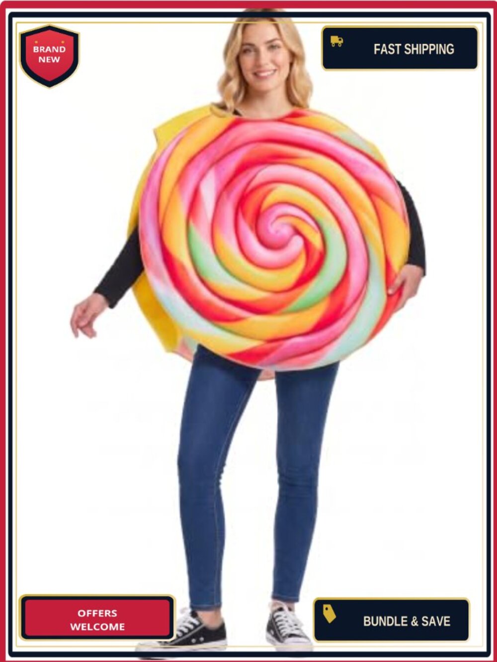 Adult Lollipop Costume Halloween Giant Swirl Candy Tunic Food Outfit